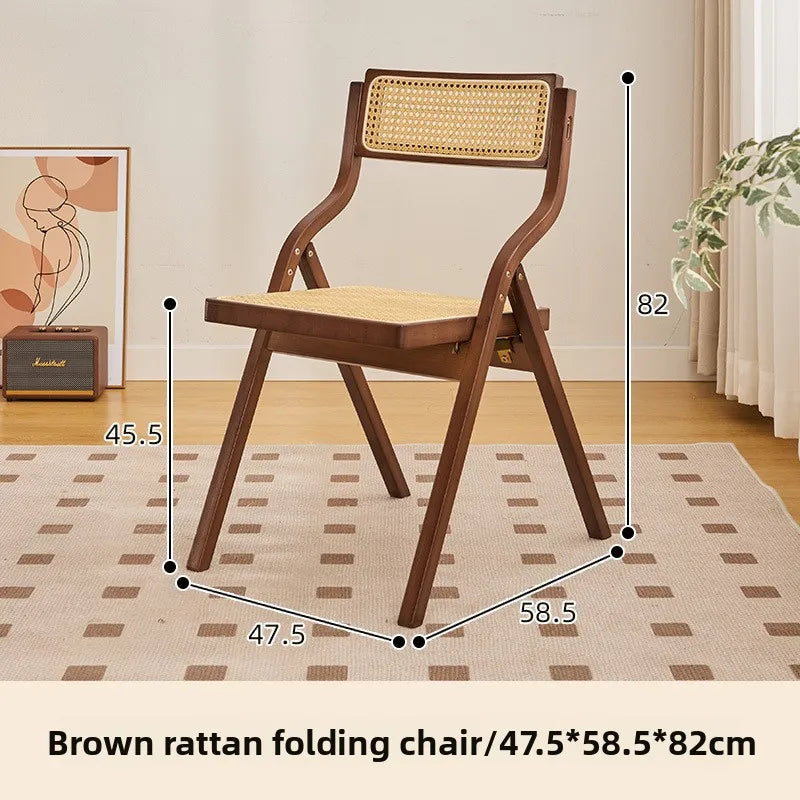 Japanese rattan dining table and chair small round table household balcony South East Asia bed and breakfast tea table log wind Oasis Select Folding chair brown
