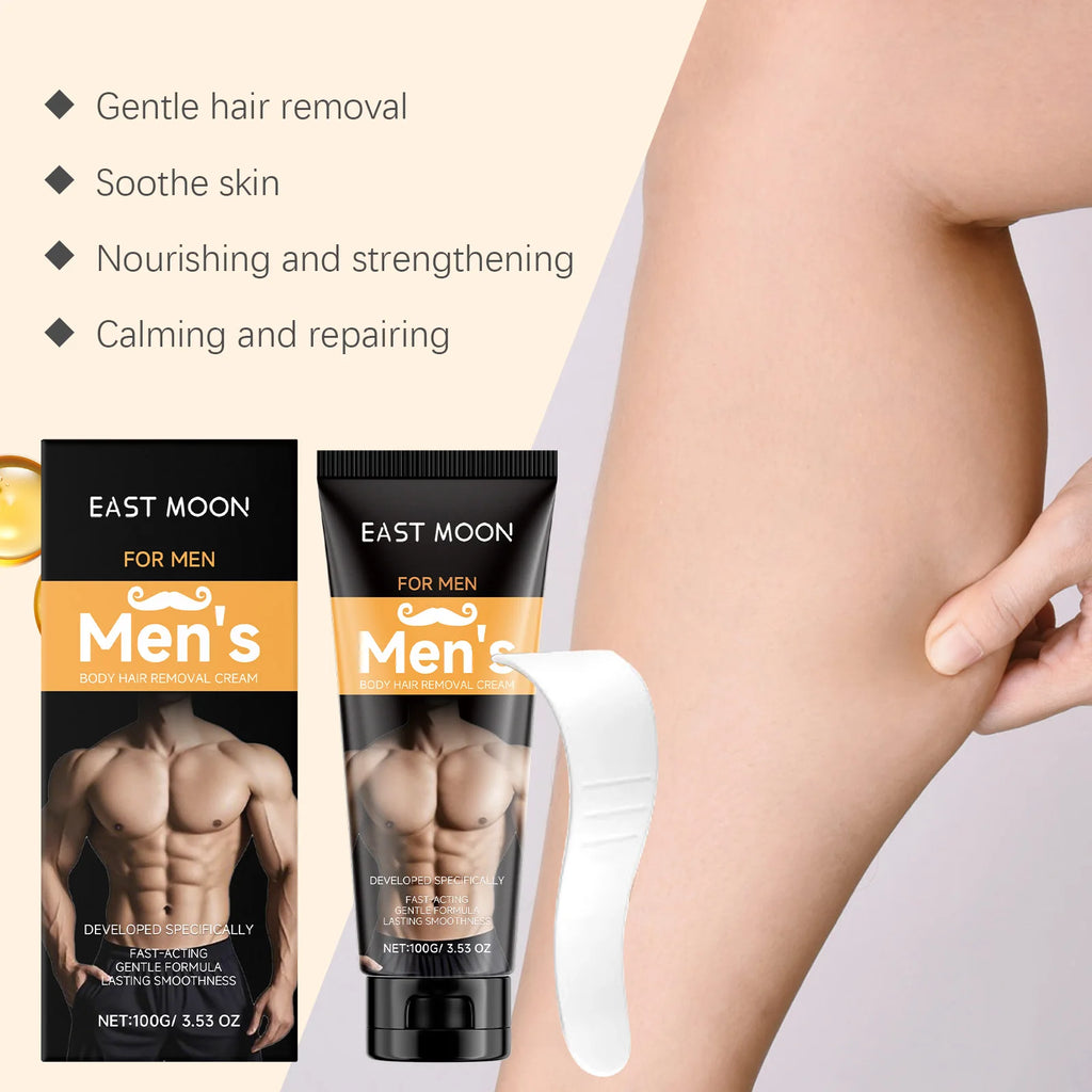 East Moon Men's Hair Removal Cream & Scraper – Painless Body Hair Removal Cream Oasis Select