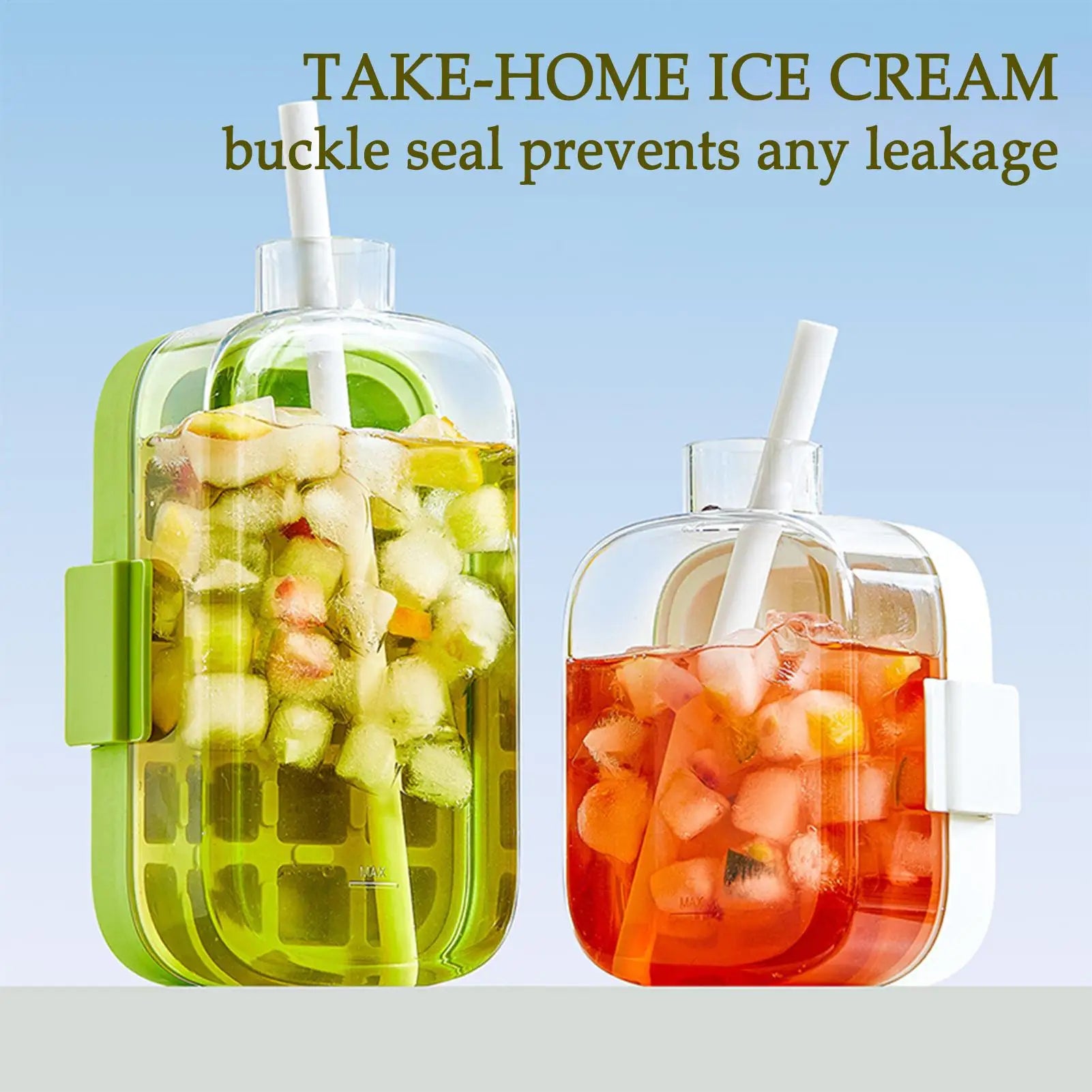Ice Mold Bottle 2-in-1 Iced Drink Making Easy Release Ice Maker Ice Cube Bottle with Straw Easy Release Water Bottle Ice Mold Oasis Select