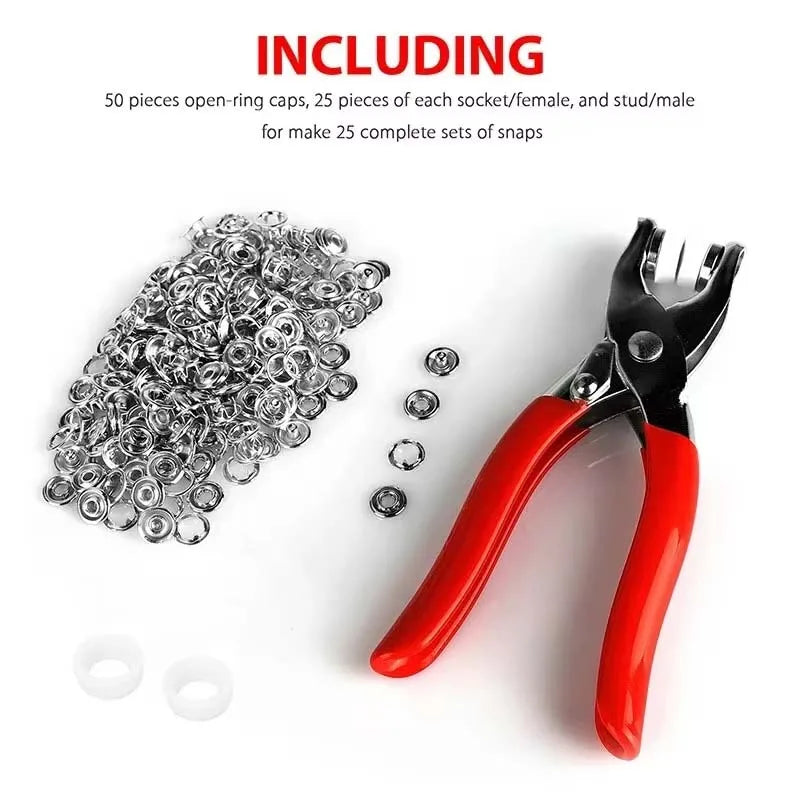 400pcs 9.5mm Metal Prong Snap Buttons – DIY Sewing & Craft Kit