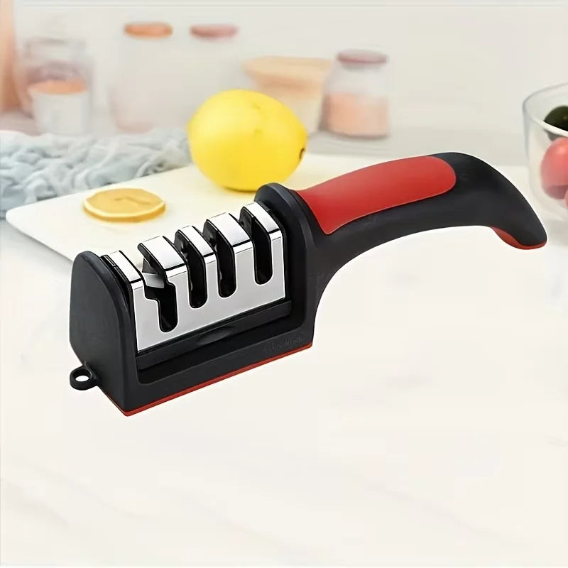 1pc 4-Stage Professional Knife Sharpener, Tungsten Steel Diamond & Ceramic Grinding Stone, Sturdy Anti-Slip Handle, Fast&Durable Oasis Select