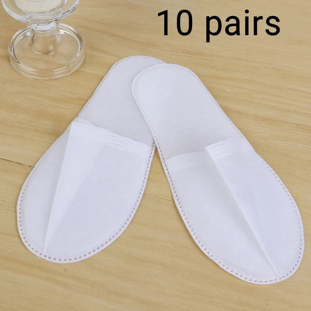 10/30/50 pairs of White Non Woven Disposable Slippers Travel Home Slippers Business Home Hotel Unisex Slippers Oasis Select 10 pairs ONE SIZE