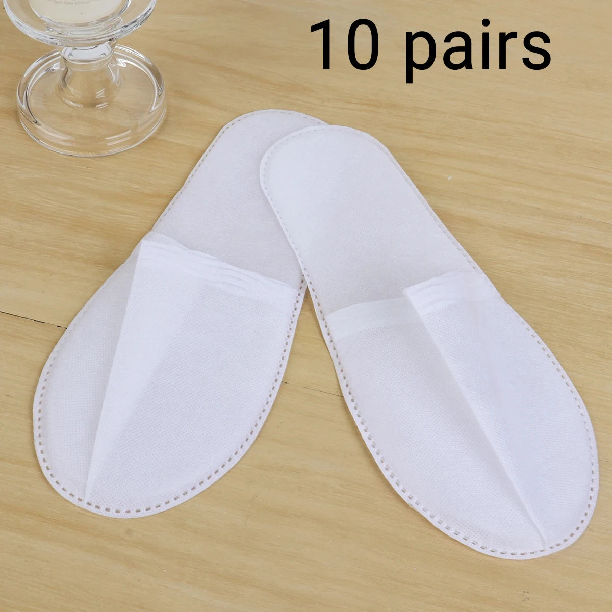 10/30/50 pairs of White Non Woven Disposable Slippers Travel Home Slippers Business Home Hotel Unisex Slippers Oasis Select 10 pairs ONE SIZE