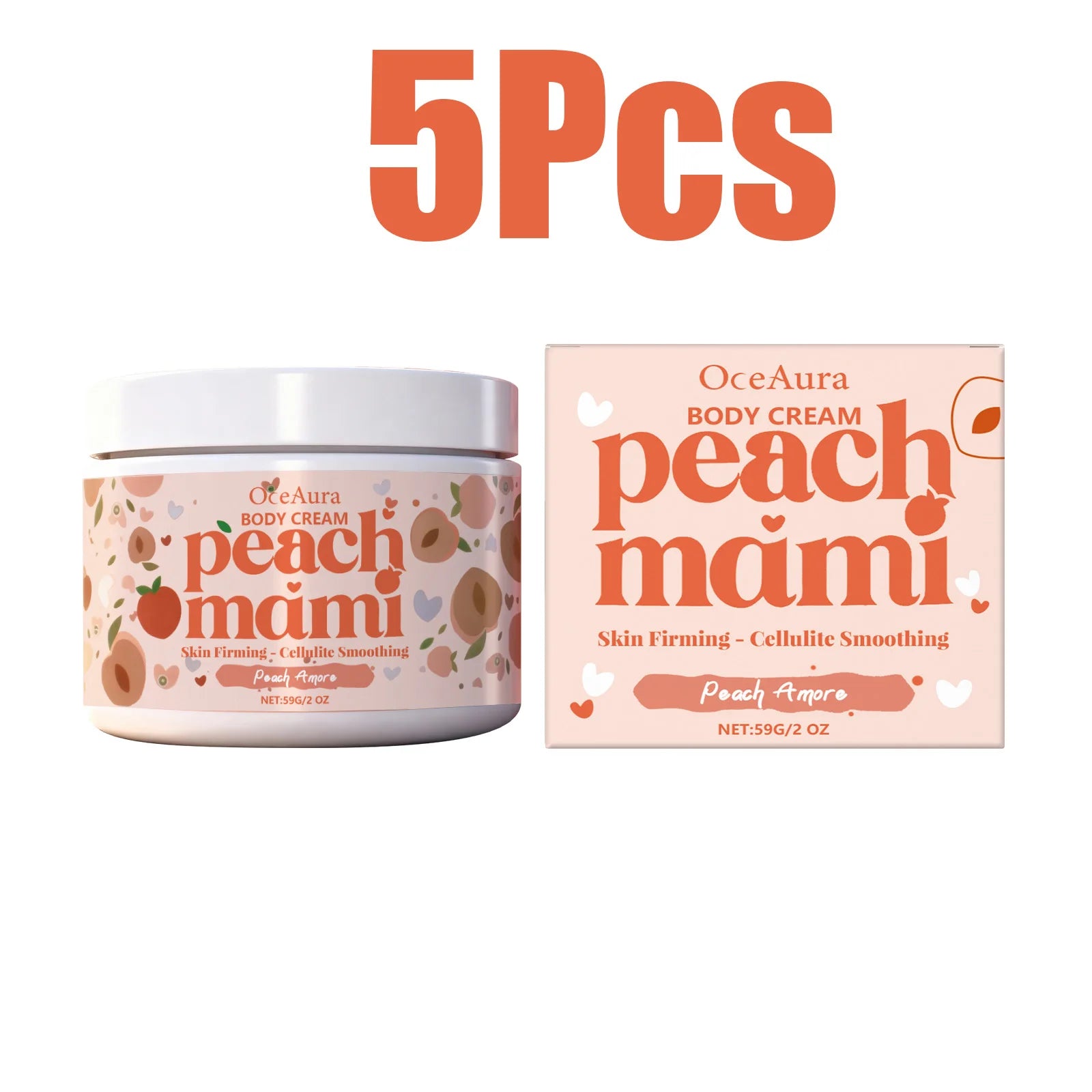 OceAura Peach Firming Body Cream – Tighten, Lift & Moisturize Firming Body Cream Oasis Select 5 x 59g Boxed