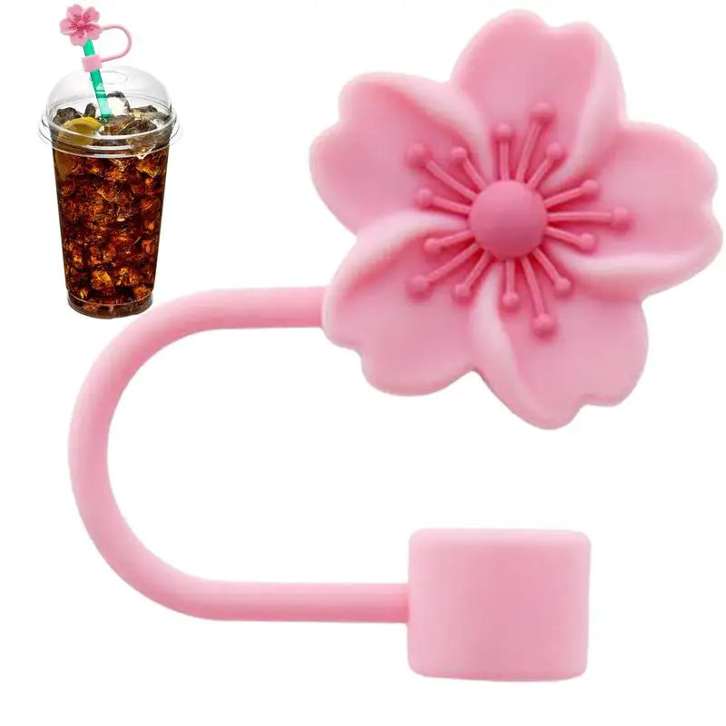 Flower Straw Stopper Cute Cartoon Flower Shape Drinking Straw Tips Lids Straw Caps Protector Dust Proof Plugs Drinking Supplies Oasis Select