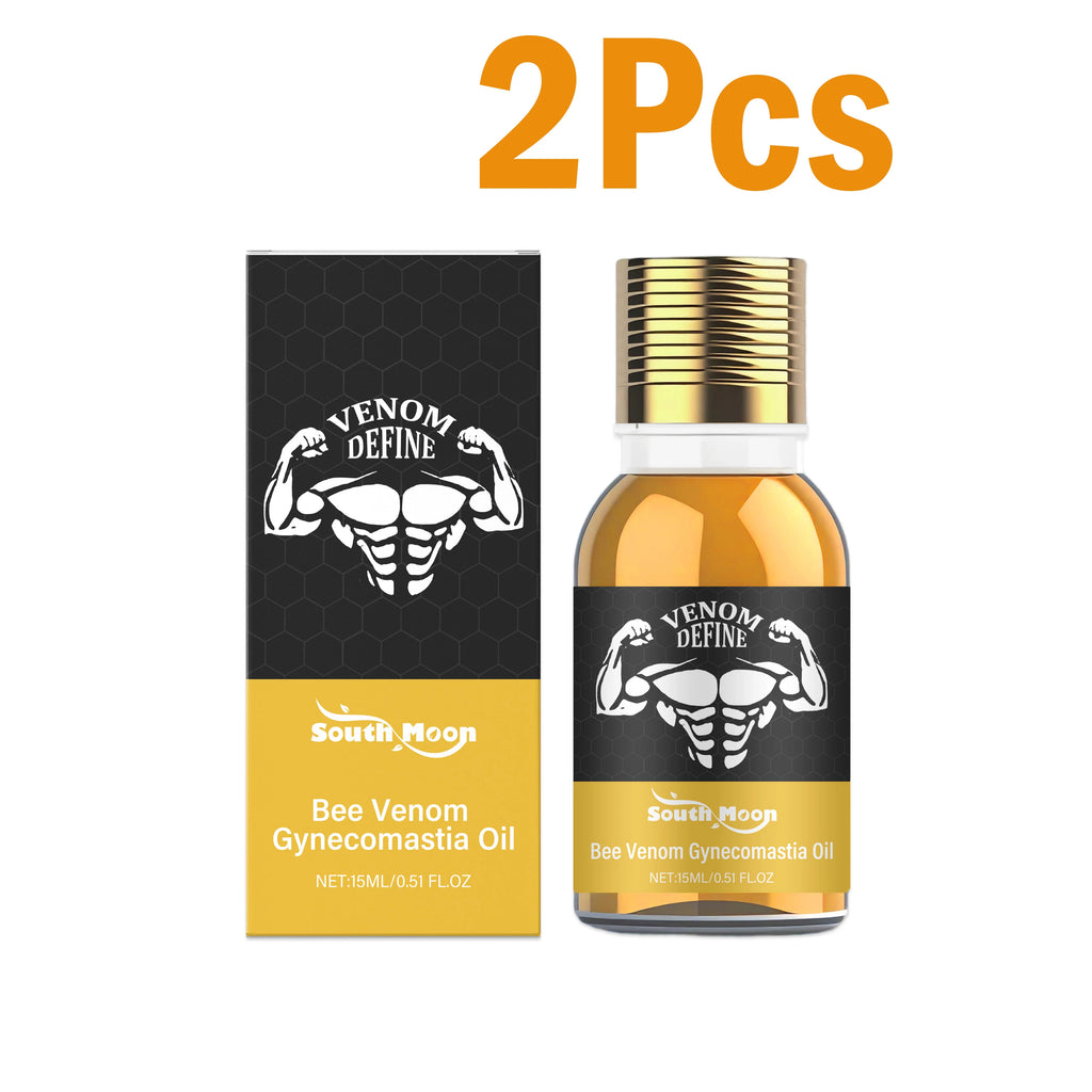 Men's Bee Venom Gynecomastia Oil Chest Firming Sculpting Cooling & Non-Greasy Chest Shaping Massage Oil for Men Skin Care Oasis Select 2 x 15ml Boxed