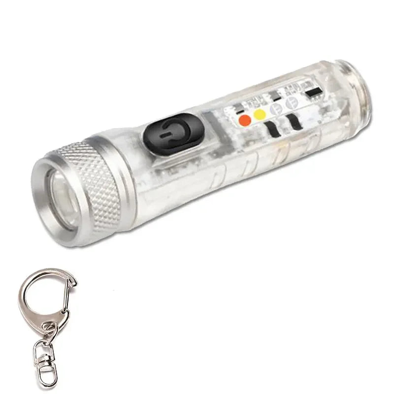 Mini Keychain Flashlight LED Rechargeable Torch Portable Magnetic USB Charging Flashlight High Power Camping Long Range Lantern Oasis Select XA819 White