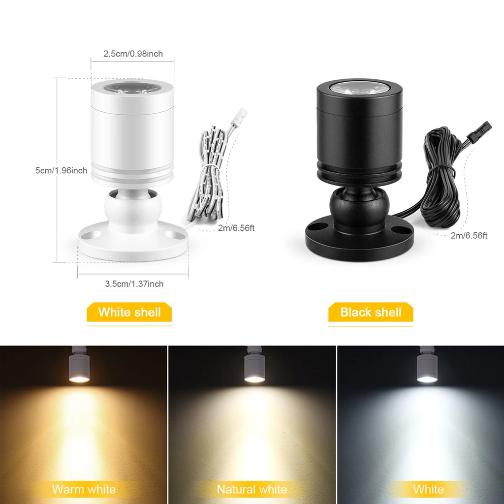 3W 12V Aluminum Dimmable LED Spotlight for Ceiling Light Toy Wine Cooler Display Souvenir Collect Cabinet Shelf,Decorative Lamps Oasis Select