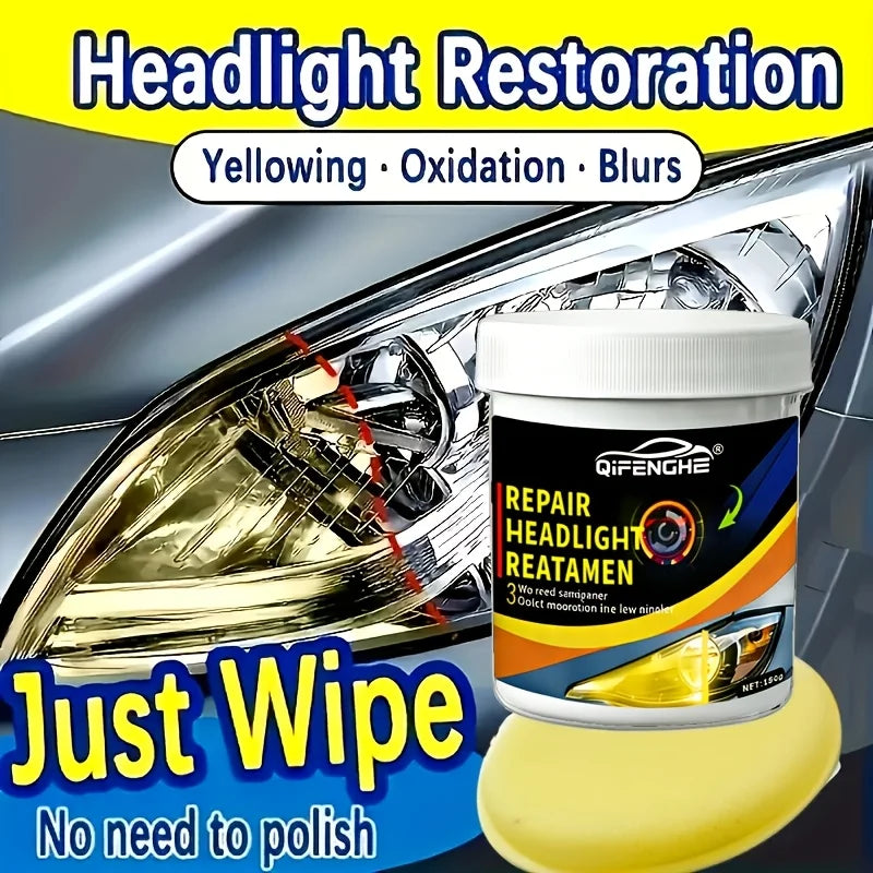 150G Car Headlight Repair Wax, Removes Haze Scratches Yellowing, Quick Restoration & Polishing, UV Resistant Anti-Aging, Easy to Oasis Select