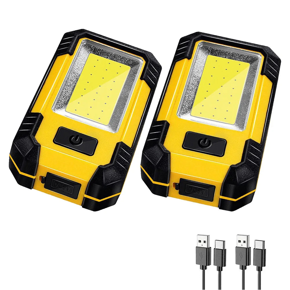 4000mah Led Work Light Rechargeable Super Bright COB Flashlight With Magnetic Portable Outdoor Camping Lantern Emergency Lamp Oasis Select 2PCS