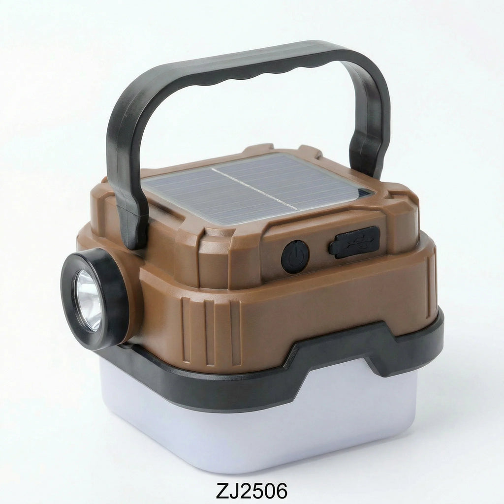 Portable Solar Camping Light Square Outdoor Emergency Lamp Multi-Function Rechargeable Lighting Oasis Select ZJ2506 brown