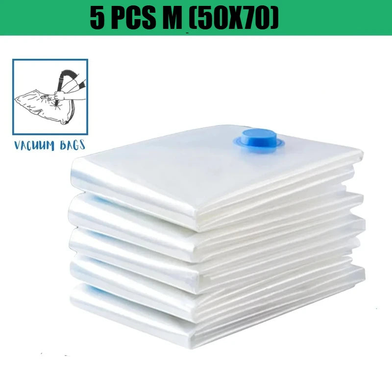 1pcs Vacuum Storage Bag for Clothing, Comforters, Blankets, Bedding Home Packing Organizers Not Include Pump Oasis Select 5Pcs-50x70-Only Bags Show In Picture