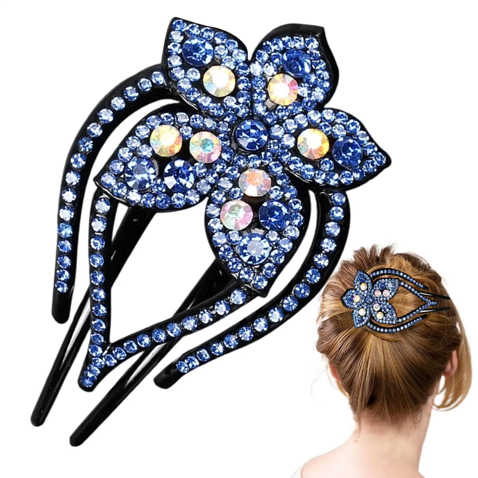 Hair Clips Crystal Hairpin Flower Duckbill Hair Claws Clip Retro Barrettes For Women Shinning Ponytail Hair Accessories Headwear Oasis Select