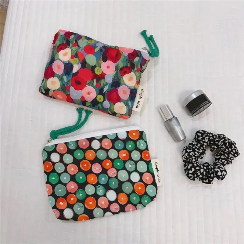 Floral Cotton Mini Cosmetic Pouch | Travel Makeup Organizer Cosmetic Pouch Oasis Select
