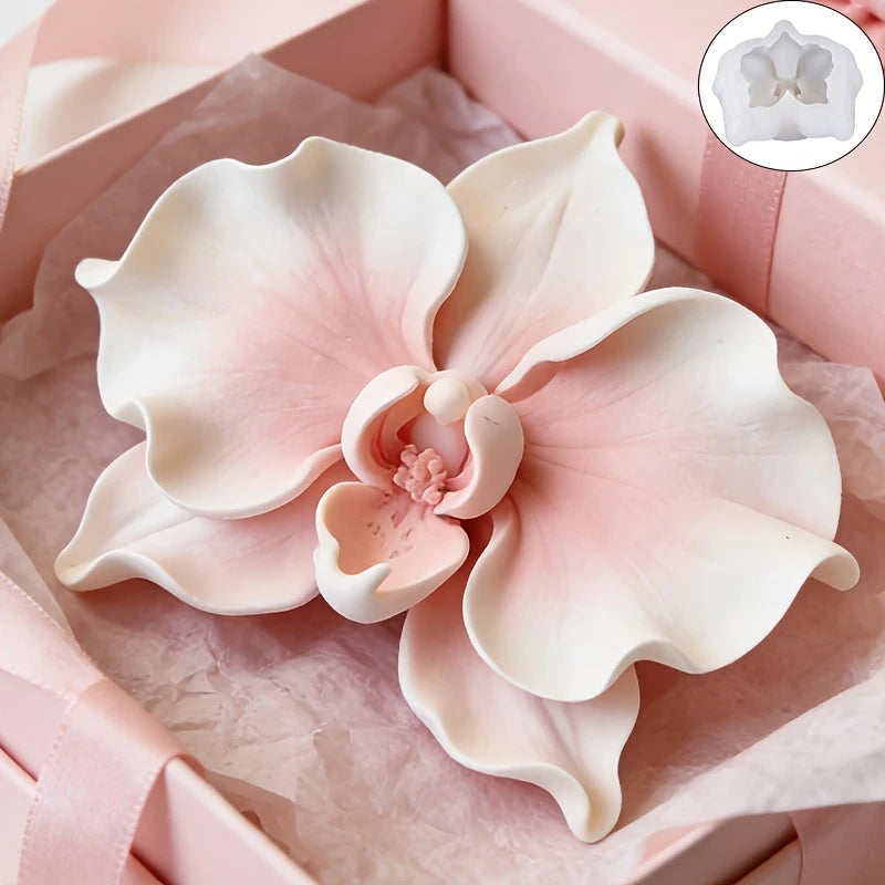 Compact Orchid Silicone Mold Realistic Soft Delicate Petal Folds Texture for Candle Soap Craft Making Mould Oasis Select