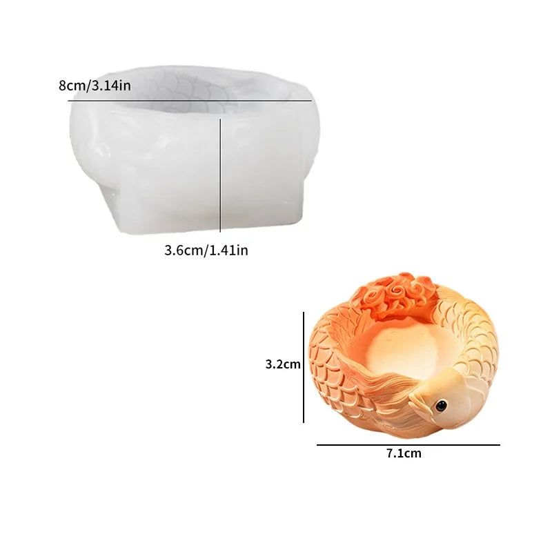 Cute goldfish flowerpot succulent plant flowerpot resin silicone mold carp storage box candle cup gypsum mold Oasis Select B