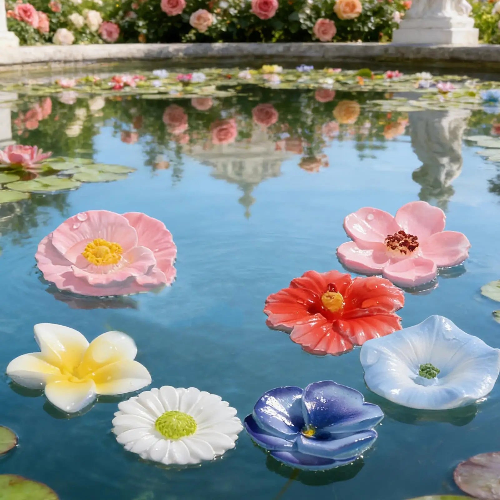 8 Pieces Aesthetic Weatherproof Flower Bee Feeder Floating Bee Station Outdoor Decor for Garden Patio Balcony Pond Wild Bird Oasis Select