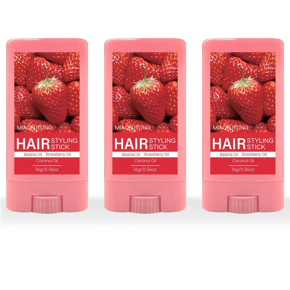 Strawberry scented wax stick, smooth frizz, long-lasting styling, oil-resistant and smooth hair conditioner stick Oasis Select 3 pcs