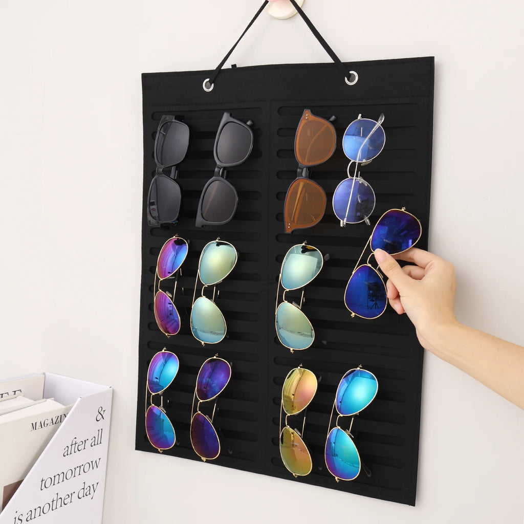 1pc Wall mounted Black/White Foldable Glasses Storage Bag Sunglasses Glasses Box Hair Accessories Storage Hanging Bag Oasis Select