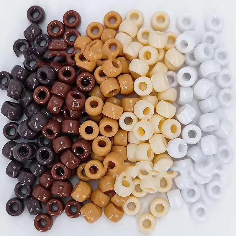 100Pcs Acrylic Pony Beads 6x9mm Bulk Plastic Large Hole Mix Pen Hair Kandi Beads for Friendship Bracelet Jewelry Making Braids Oasis Select Brown Mix
