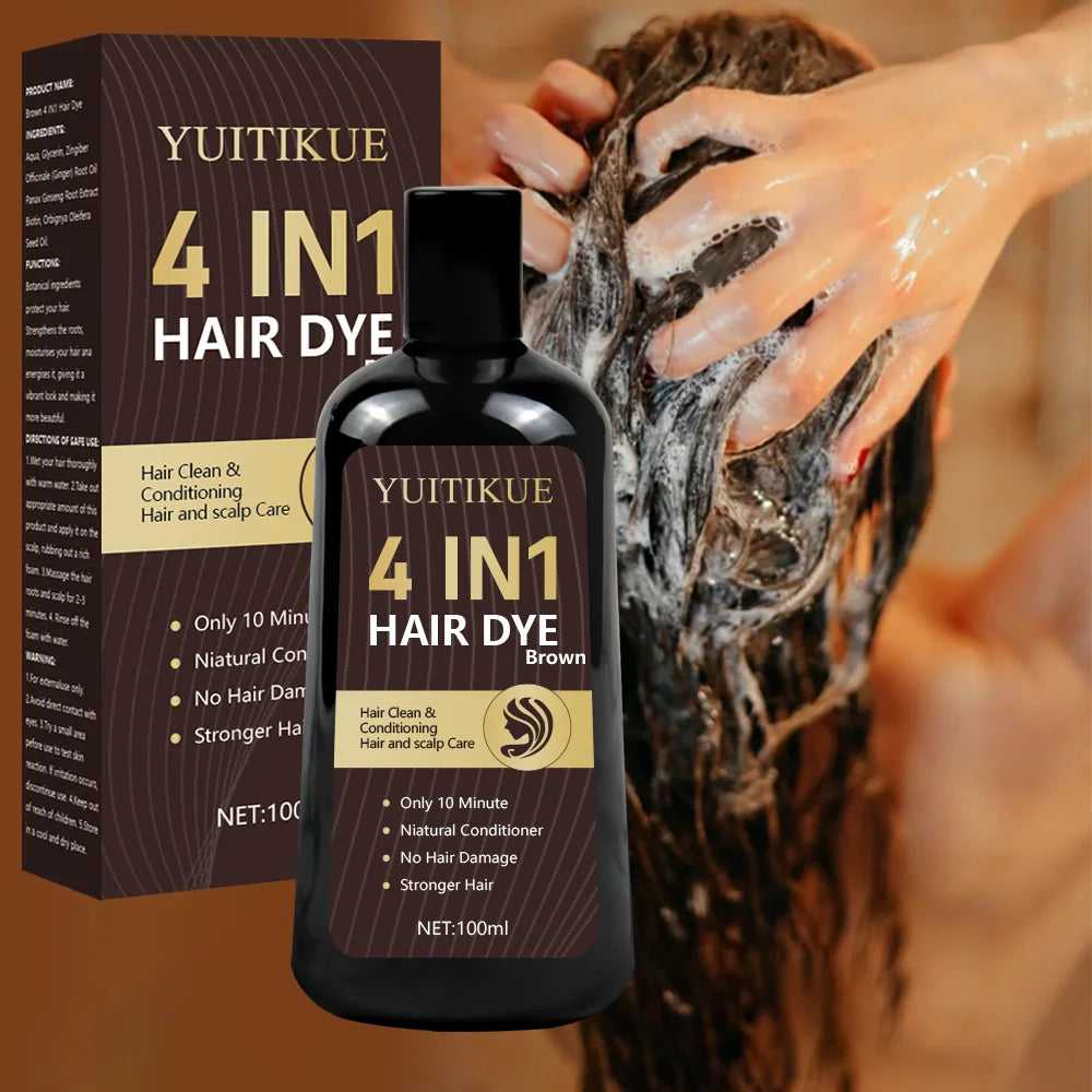 YUITIKUE Organic Brown Hair Dye – Covers Gray, 100ml