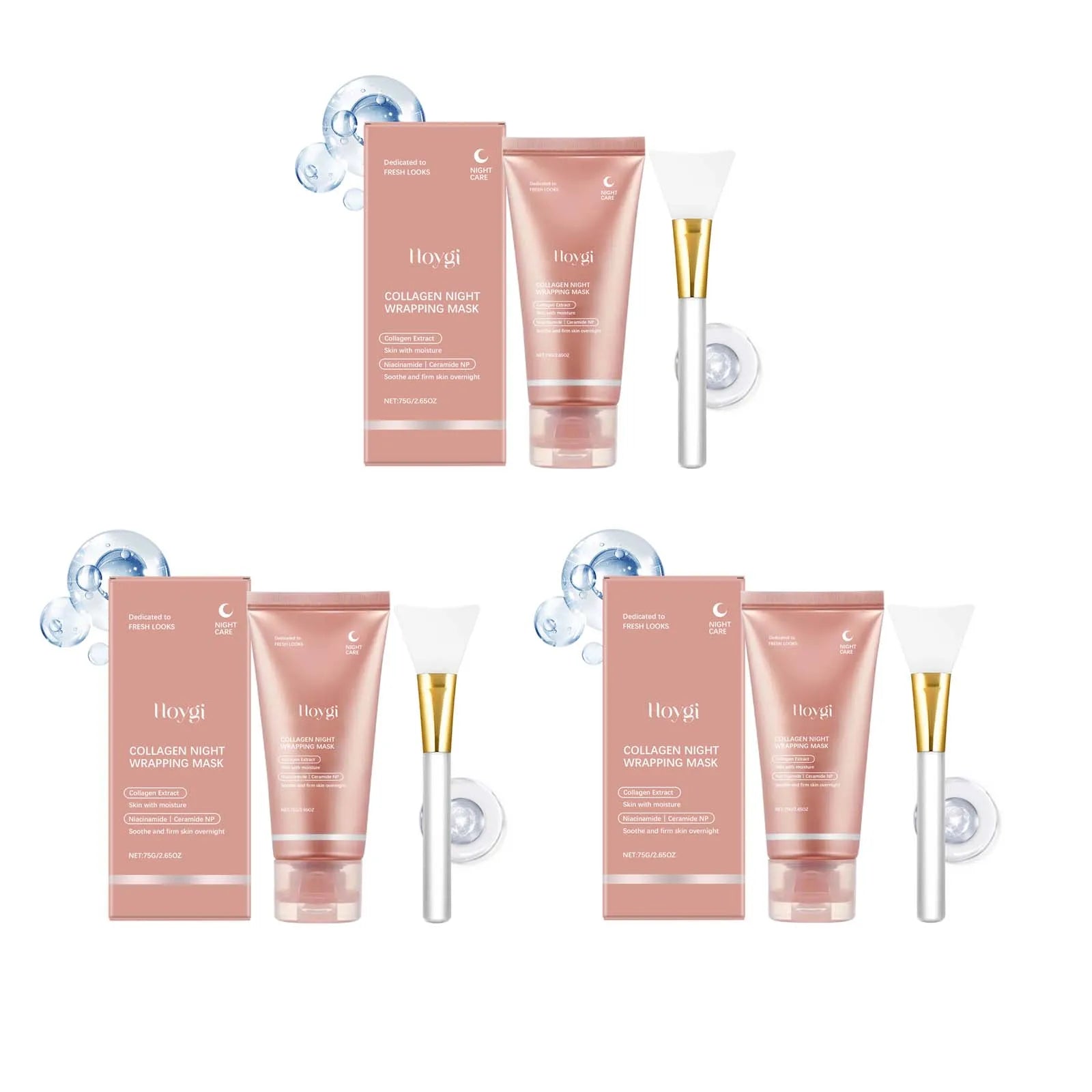 Collagen Peel Off Face Mask Pore Shrinking Hydrating Moisturizing Night Wrapping Mask Cream Firming Skin Peel-off Facial Mask Oasis Select 3 Sets