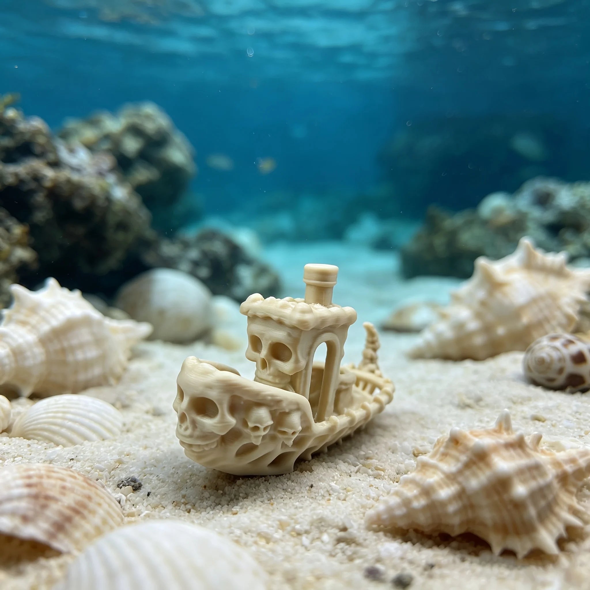 Mysterious Skull Pirate Ship Miniature Figurine 3D Printed Aquarium Decor Skeleton Vessel Ornaments Fish Tank Home Display Gifts Oasis Select