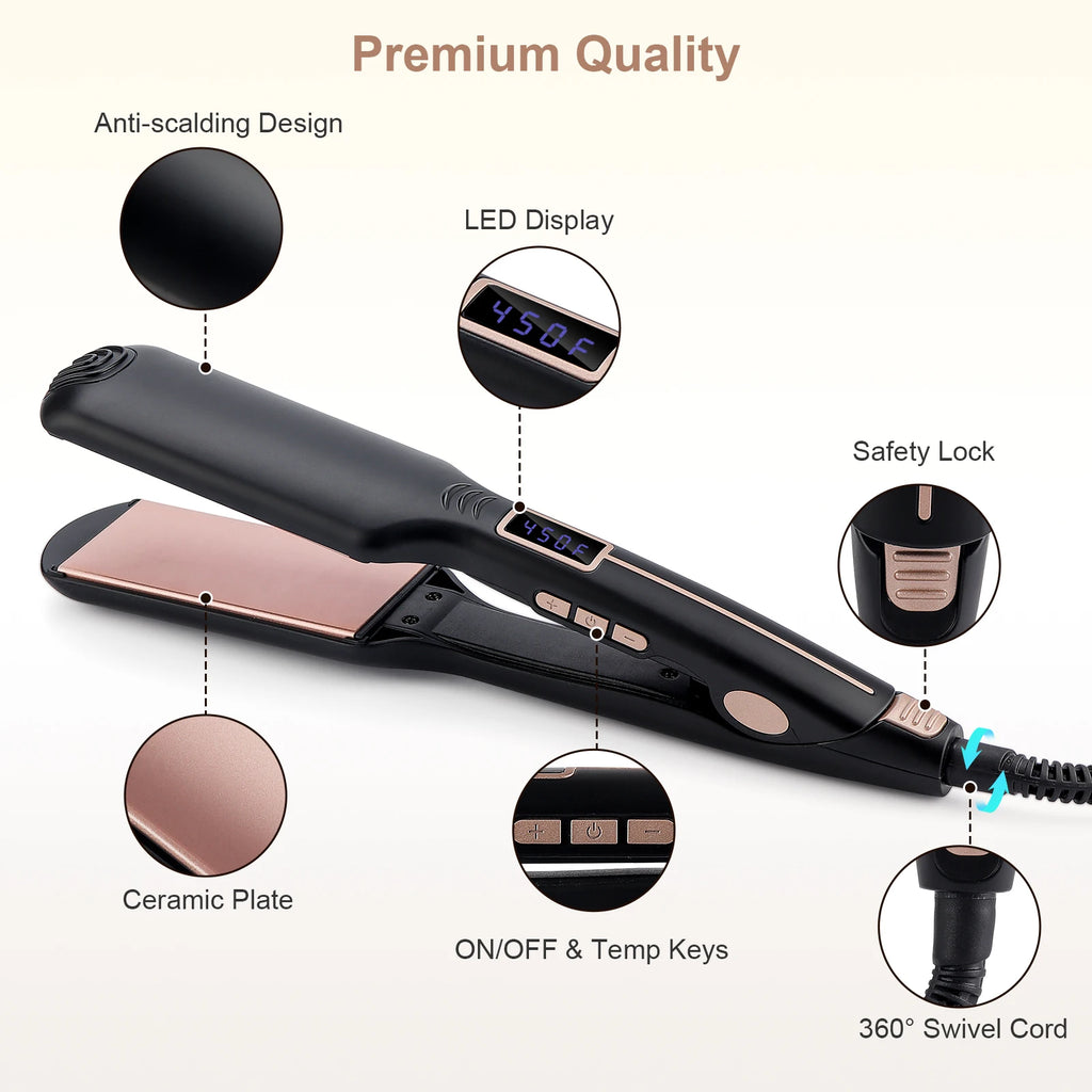 2-in-1 Hair Straightener & Curler | 10s Heat, 12 Temps