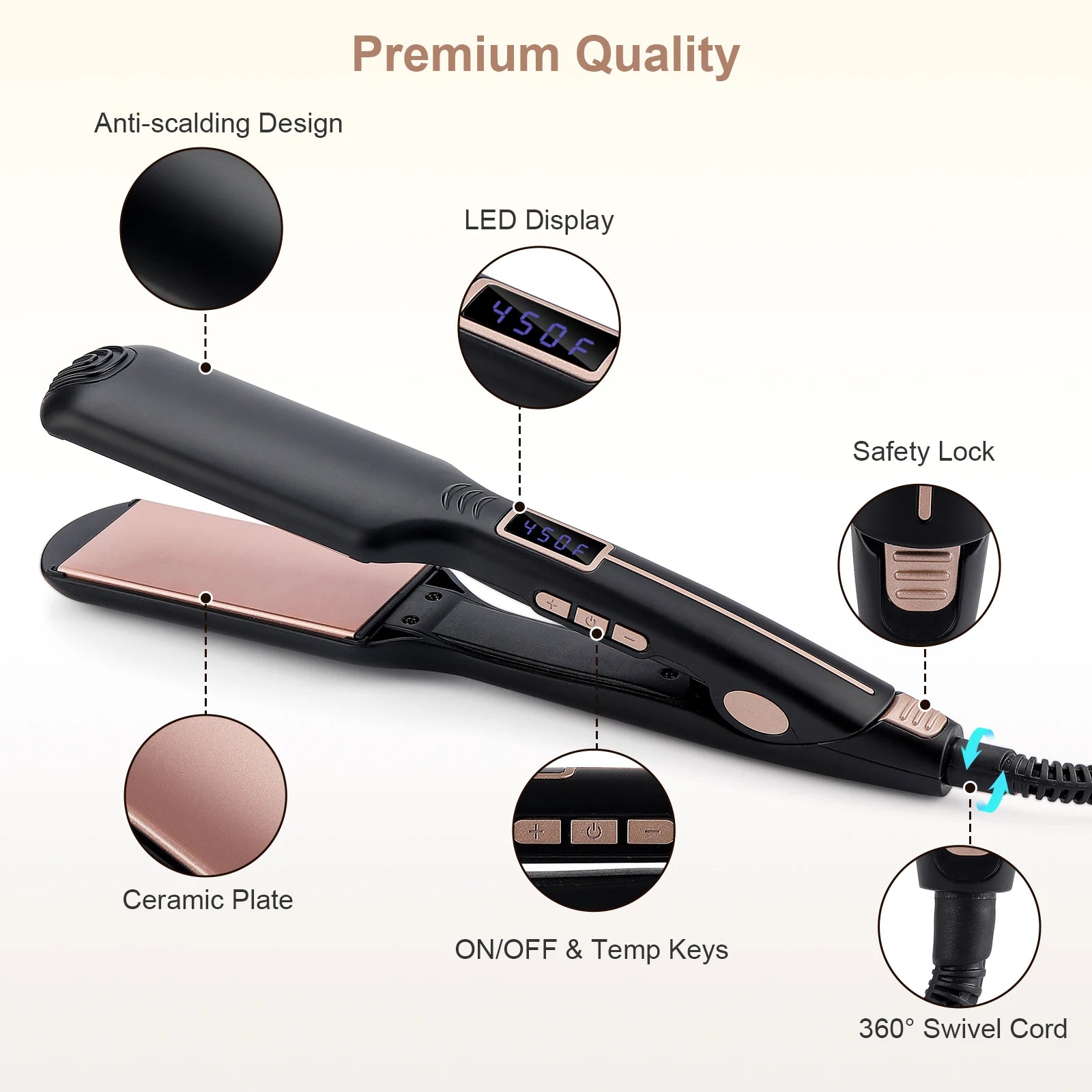 2-in-1 Hair Straightener & Curler | 10s Heat, 12 Temps