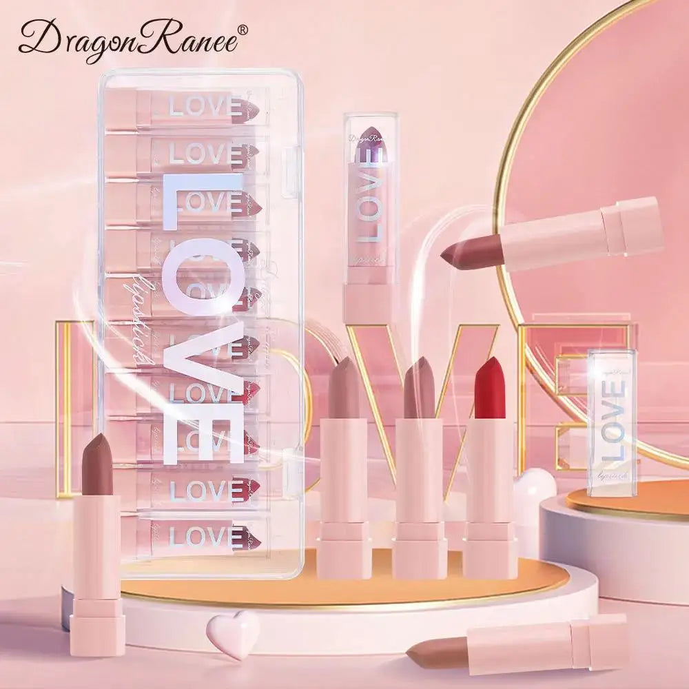 Dragon Ranee Mini Matte Lipstick Set – 10 Colors Velvet Finish