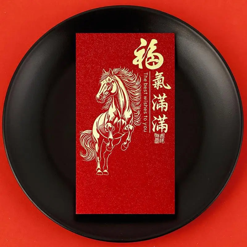 6pcs Pack 2026 Year Of The Horse Chinese New Year Lucky Money Envelopes, Cartoon Red Packet For Spring Festival Oasis Select B10