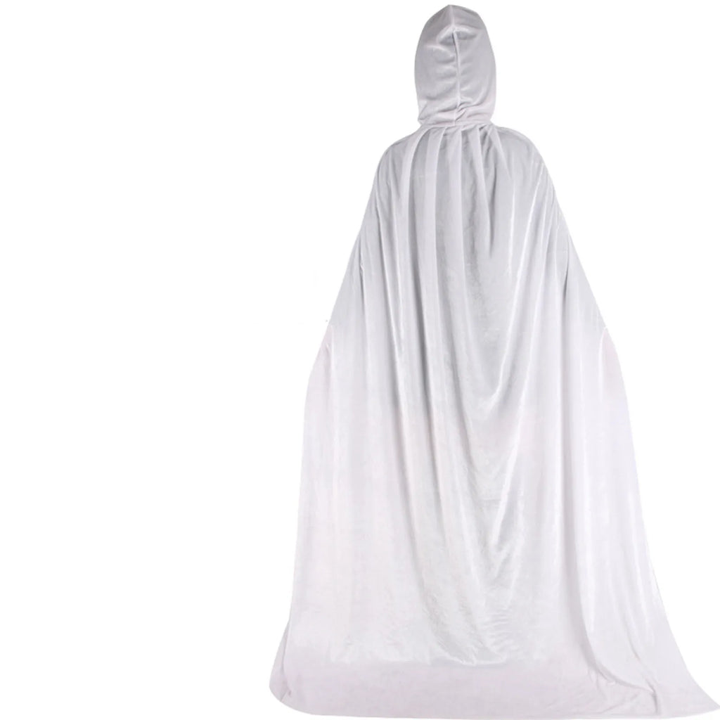 Hood Cloak Cosplay Medieval Long Cape Halloween Party Women Men Adult Long Mage Witchcraft Wicca Robe Conceal Gown Reenactment Oasis Select White 110