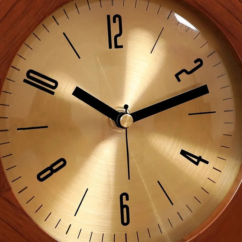 New Chinese-style Solid Wood Wall Clock TV Cabinet Bedside Clock Living Room Desktop Decoration Simple Quartz Desk Clock Oasis Select