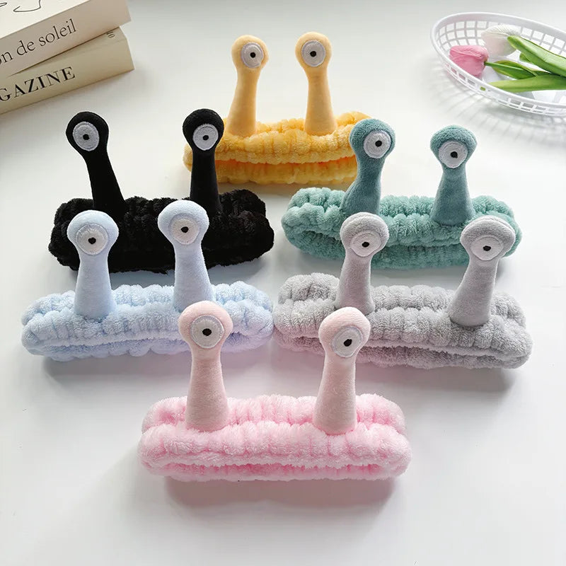 Elastic Headbands Women's Cute Coral Fleece Creative Hair Accessories for Makeup Snail Spa Hair Bands Cartoon Design Hairbands Oasis Select