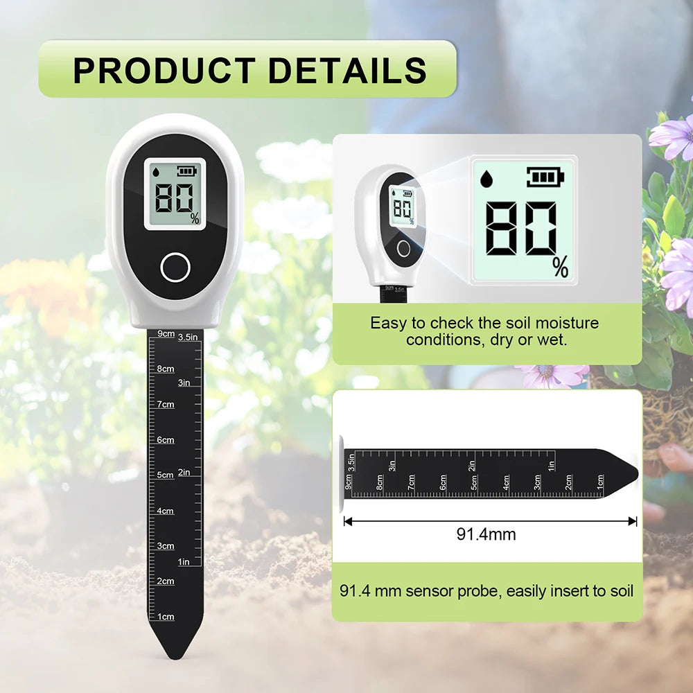 Digital Moisture Meter Soil Humidity Sensor with Backlight and Scale for Garden Lawn Farm Orchard High Accuracy Oasis Select
