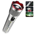 High Power Flashlight Built-in 3*18650 COB Edc Flashlight USB Rechargeable Waterproof LED Light Big Aperture Camping Work Light Oasis Select Silvery