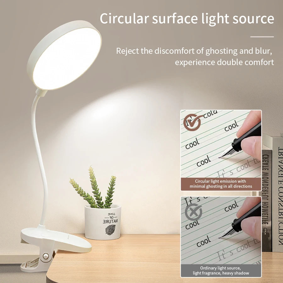 GGBEE LED Clip-On Desk Lamp – USB Dimmable Reading Light Clip-On Desk Lamp Oasis Select
