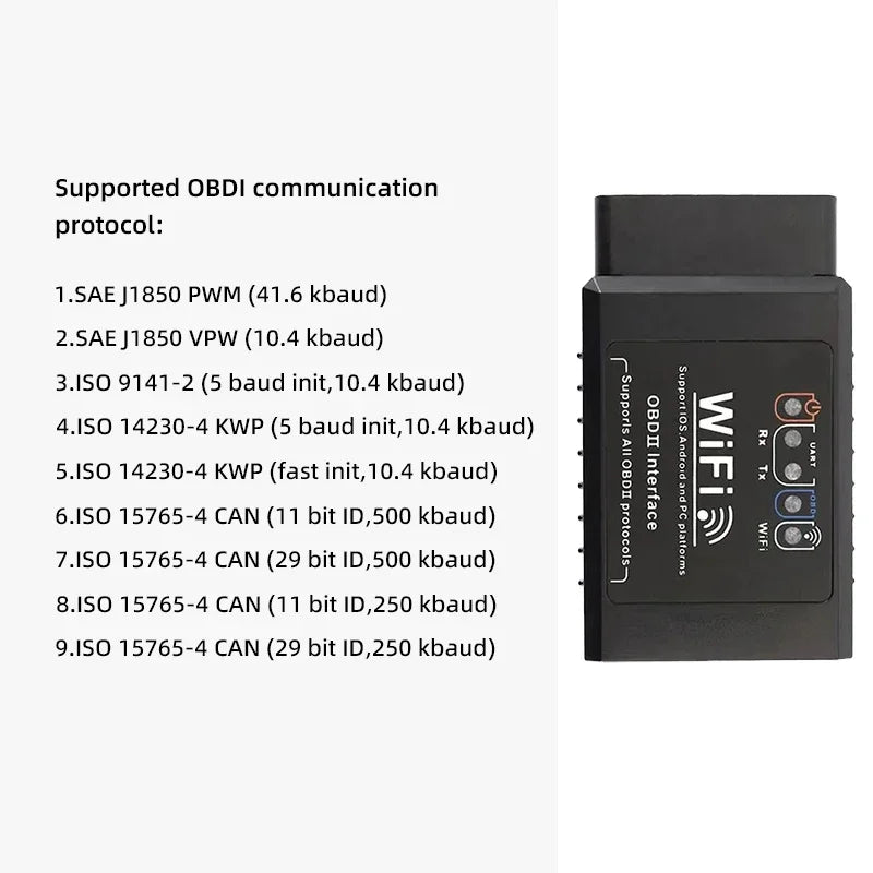 Diagnostic Tool WIFI ELM327 V1.5 OBD2 Scanner Wireless Car OBDII Code Reader Compatible with iPhone iOS Android Oasis Select