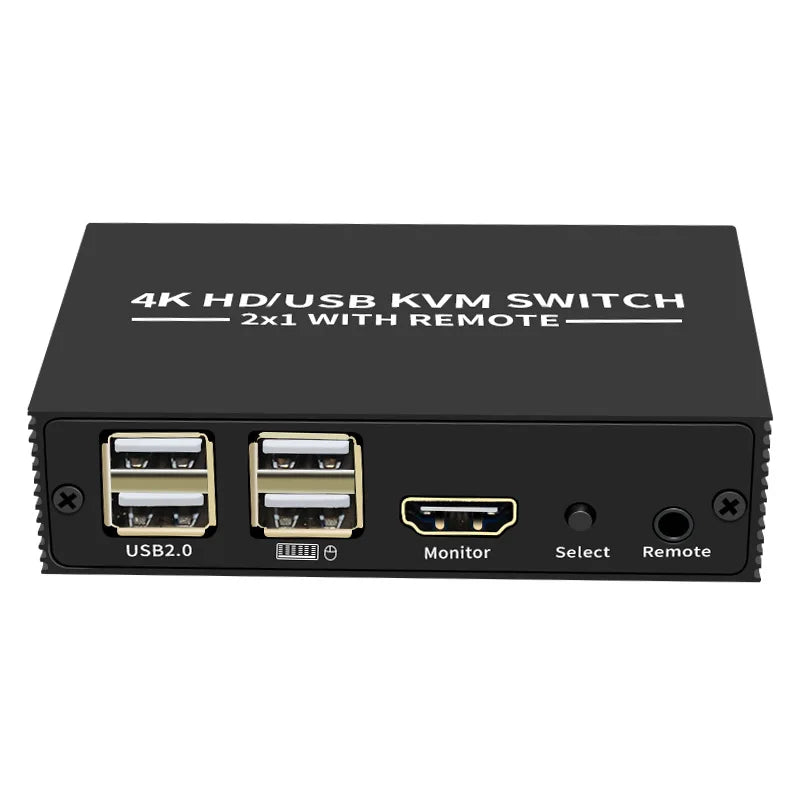 4K HDMI USB Switch Selector 2 in 1 Out 2 Port HDMI KVM Switch with Desktop Controller Sharing Monitor USB 2.0 Mouse Keyboard Oasis Select