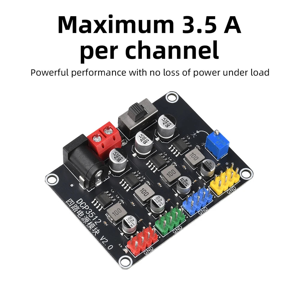 DC-DC Conversion Module DC6V-30V to DC0.9V-29.6V Adjustable Output DCP3512 Four-Way Power Module Power Switch Oasis Select