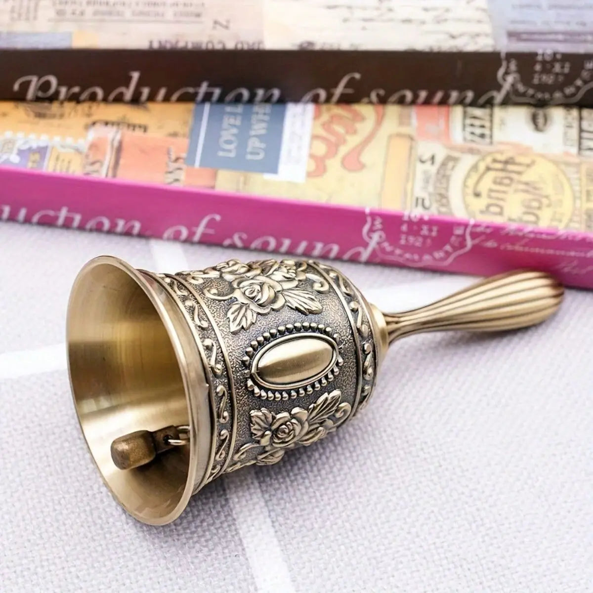 1pcs Elegant Brass Hand Bell - Durable, Polished Finish - Ideal for Weddings, Announcements & Service Oasis Select