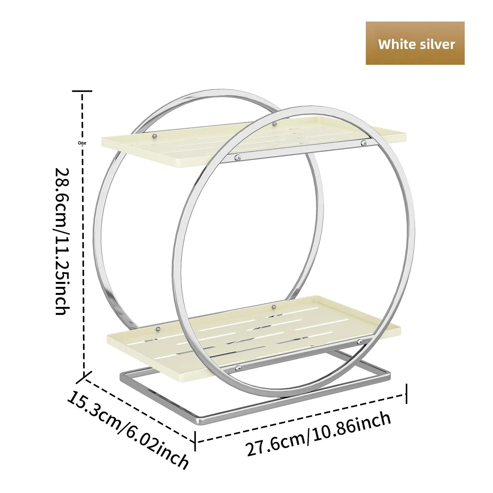 Cosmetics Storage Rack, Tabletop Shelf, Wrought Iron Layered Rack, Dresser, Skin Care Products, Perfume Display Rack Oasis Select silver white