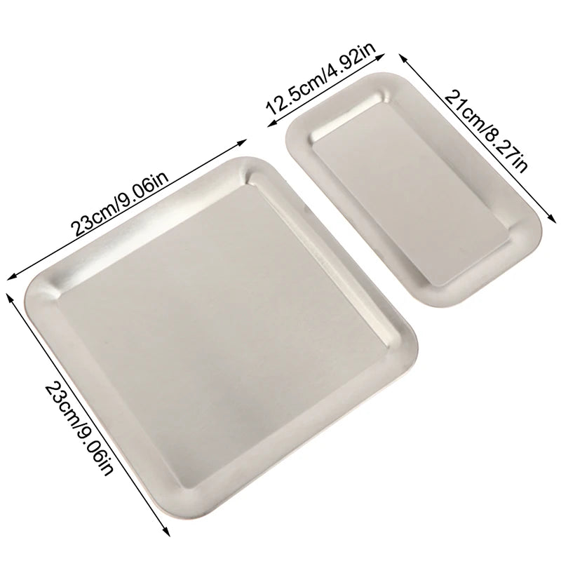 Luxury Square Rectangular Stainless Steel Serving Tray Cafe Cake Dessert Plate Storage Trays Home Kitchen Storage Table Dish Oasis Select