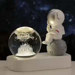 Astronaut Night Light Desktop Small Ornaments Decorative Crystal Ball Birthday Gift for Boys and Girls Decoration Oasis Select Think birthday USB gift packae