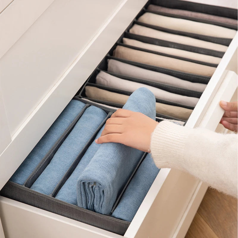 1pc Pants Storage Box, Jeans Divider Storage Box, Wardrobe 9 Grids Storage Basket Oasis Select
