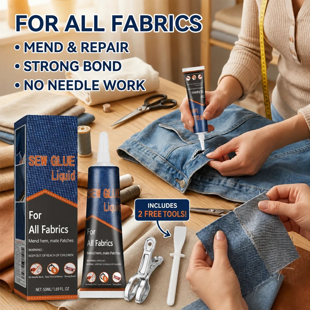 50ml Fabric Sewing Glue Fast Drying Clothes Mending Liquid Leather Repair Patches Kit With 2 Tools High Viscosity Craft Supplies Oasis Select