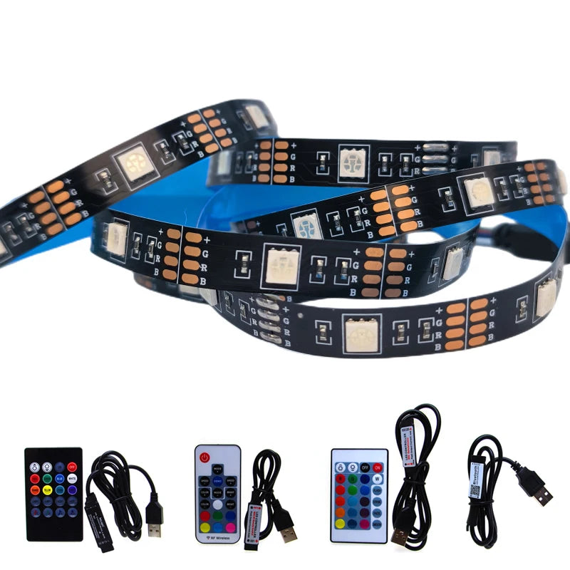 DC 5V RGB LED Strip USB Light Not Waterproof SMD 5050 0.5- 5M 5 V Volt TV PC Led Strip Light USB RGB Tape With Remote Controller Oasis Select