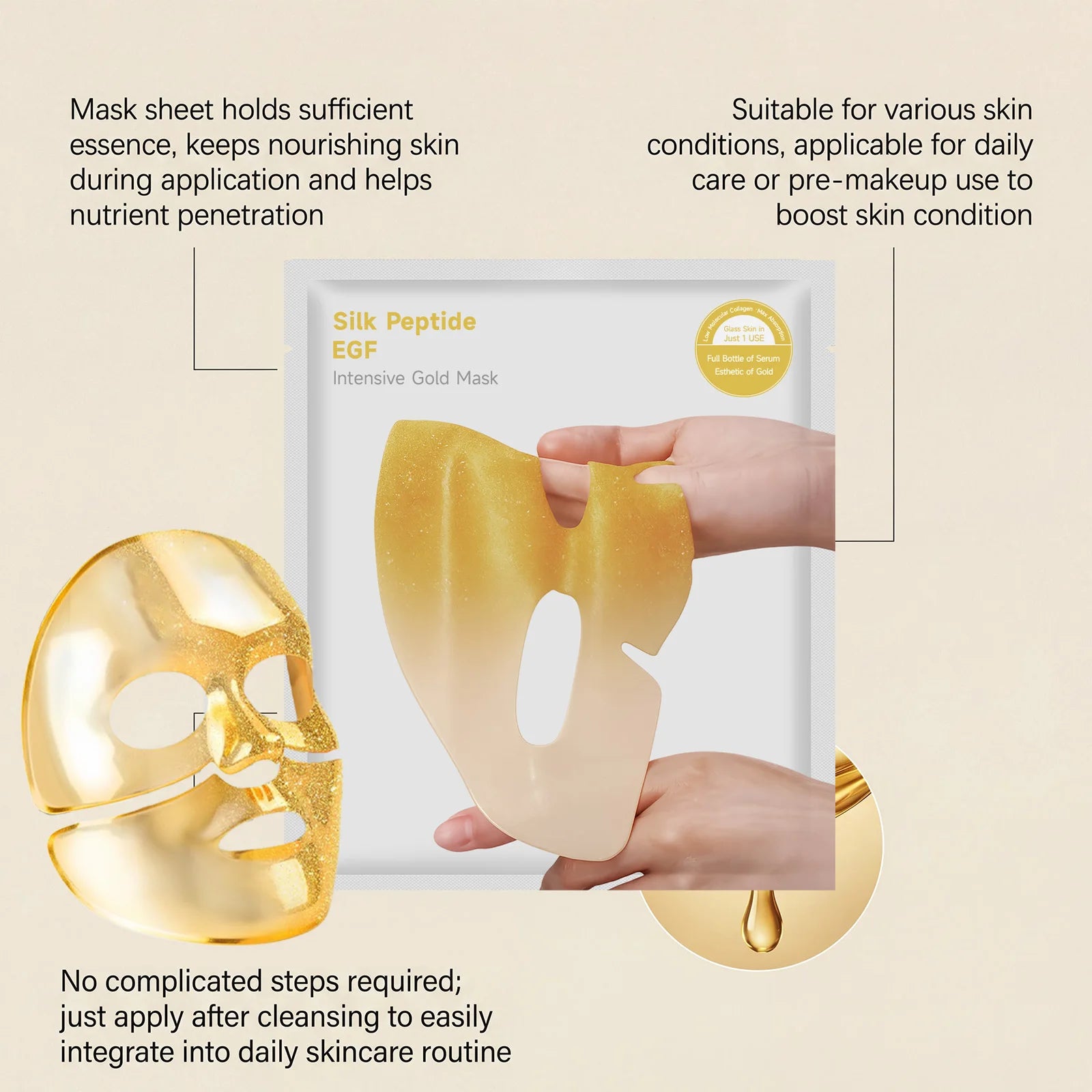 Gold Moisturizing Face Mask Hydrating Nourishing Smooth Brightening Skin Tightening Contour Oil Control Deep Pore Purifying Mask Oasis Select