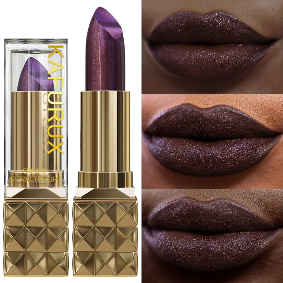 KAFURUX Glitter Metallic Lipstick – Pearlescent Long-Lasting Lip