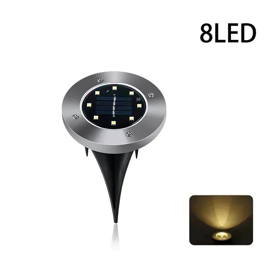 Outdoor Solar Ground Light Waterproof Garden In-ground Pathway Light Solar Landscape Light for Lawn Yard Deck Patio Walkway Oasis Select 8LED Warm White 4PCS